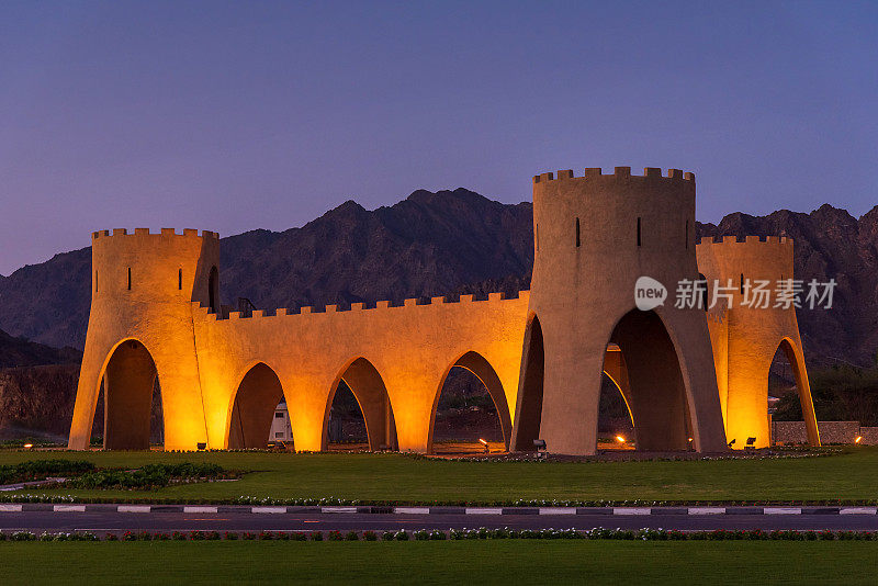 Fort roundabout在哈塔，迪拜酋长国